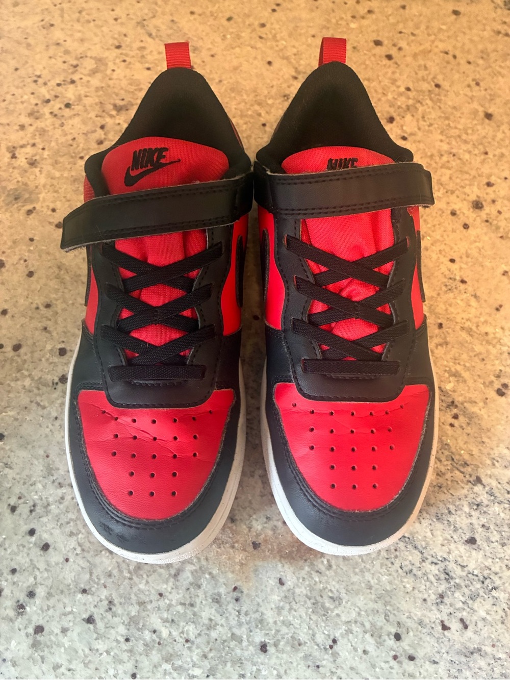 Nike Kids Red and Black Hook-and-Loop Sneakers